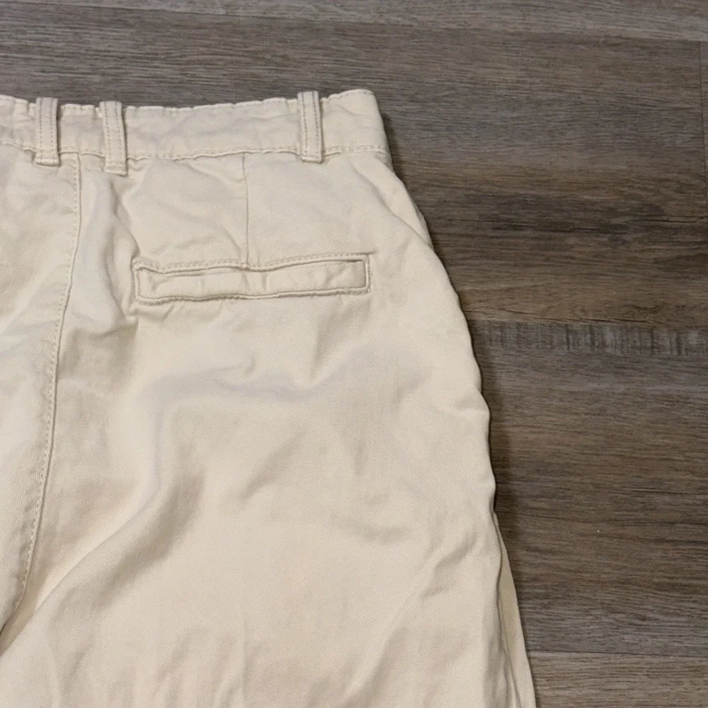 Mango Beige Straight-Fit Mid-Rise Denim Pants Womens Size 2 Cotton Linen Blend